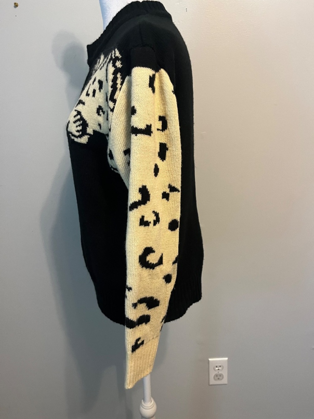 Casual LeopardPrinted Long Sleeves Knitted Pullover Cropped Sweater Top - Large - Picture 5 of 5